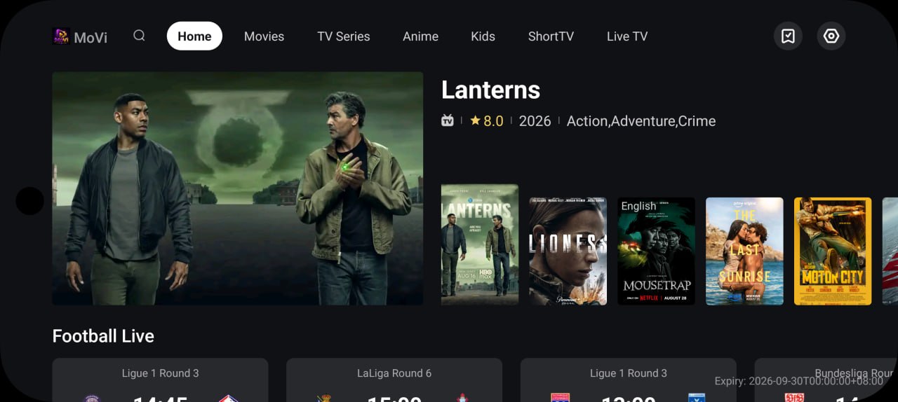 MoVi home screen
