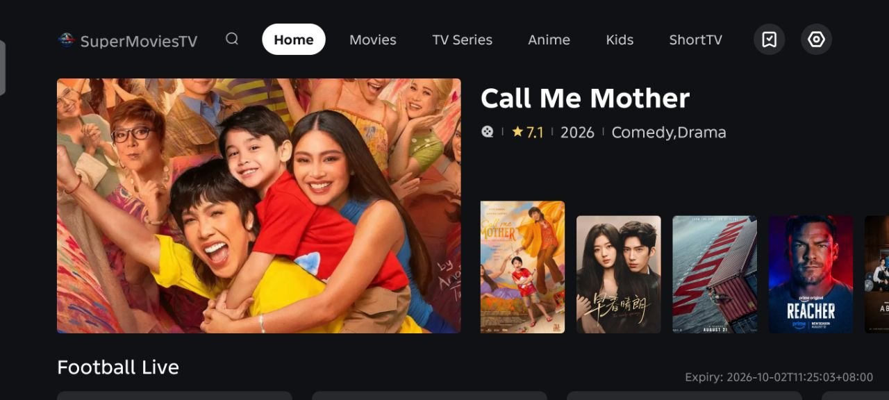 SuperMovies home screen