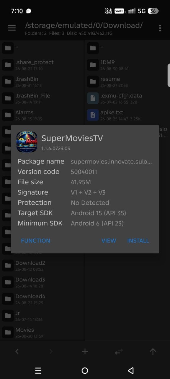 APK installation prompt with Install button